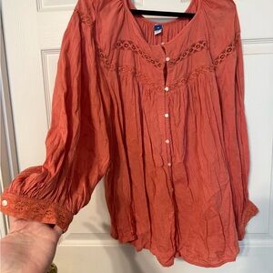 Old Navy long sleeved muted coral colored blouse 3X